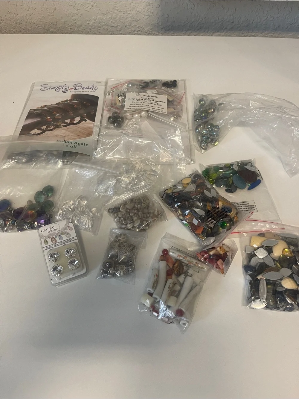 Lot of blue & green glass beads for crafts, jewelry